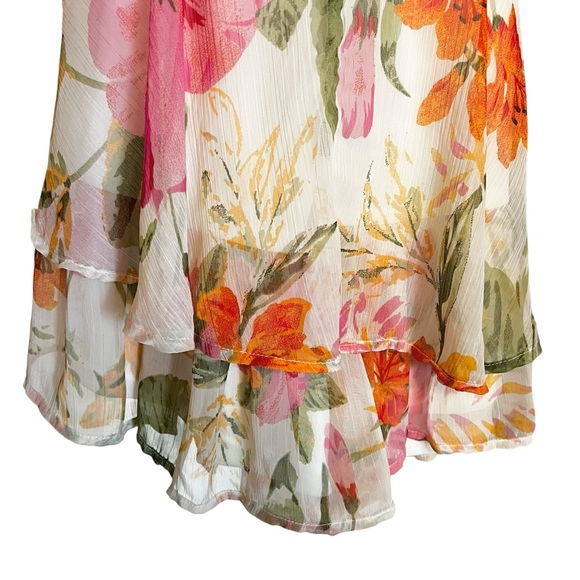 Hint of Blush Off-White with Pink and Orange Floral Print Romper Small - Picture 12 of 12
